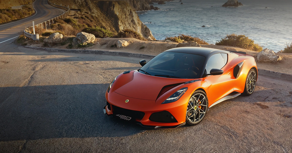 A 2026 Lotus Emira near the ocean
